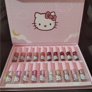 Hello Kitty Pink Lip Gloss Set with Gold & Clear Shimmers